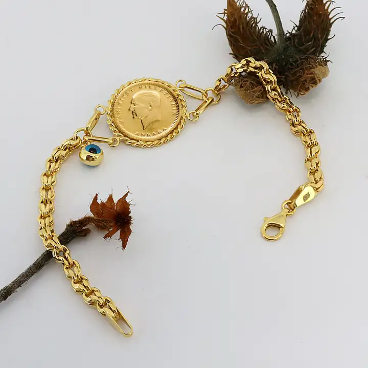 Ata Yarım Liralı & Nazar Boncuklu Bileklik