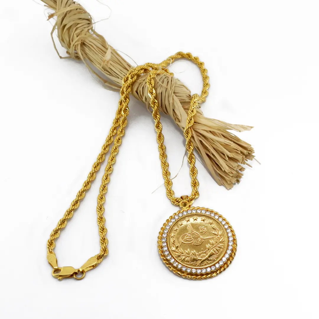 Reşat Tam Lira Coin Framed Halat Chain Necklace