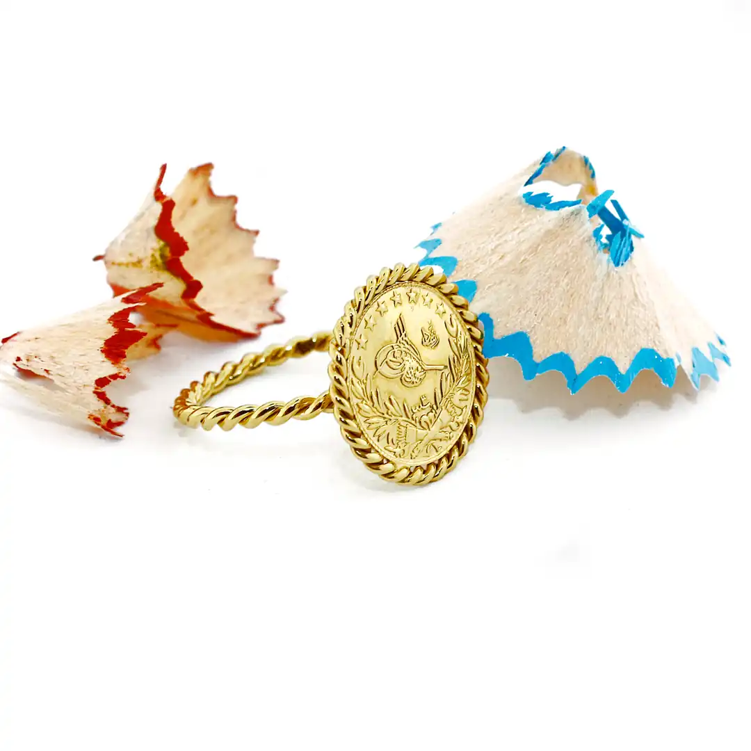Reşat Quarter Gold Lira Coin Ring