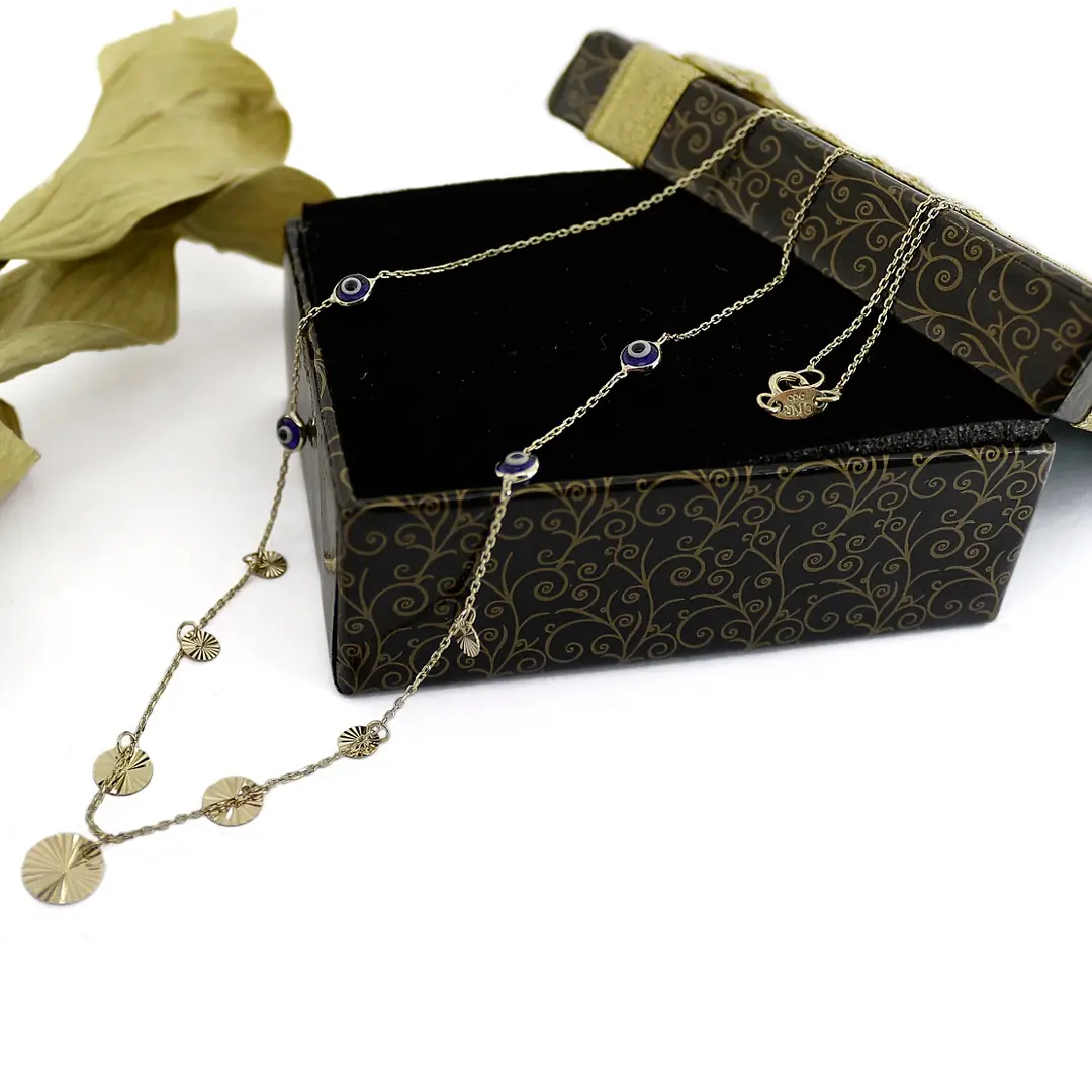 Evil Eyelu Sequinned Gold Necklace