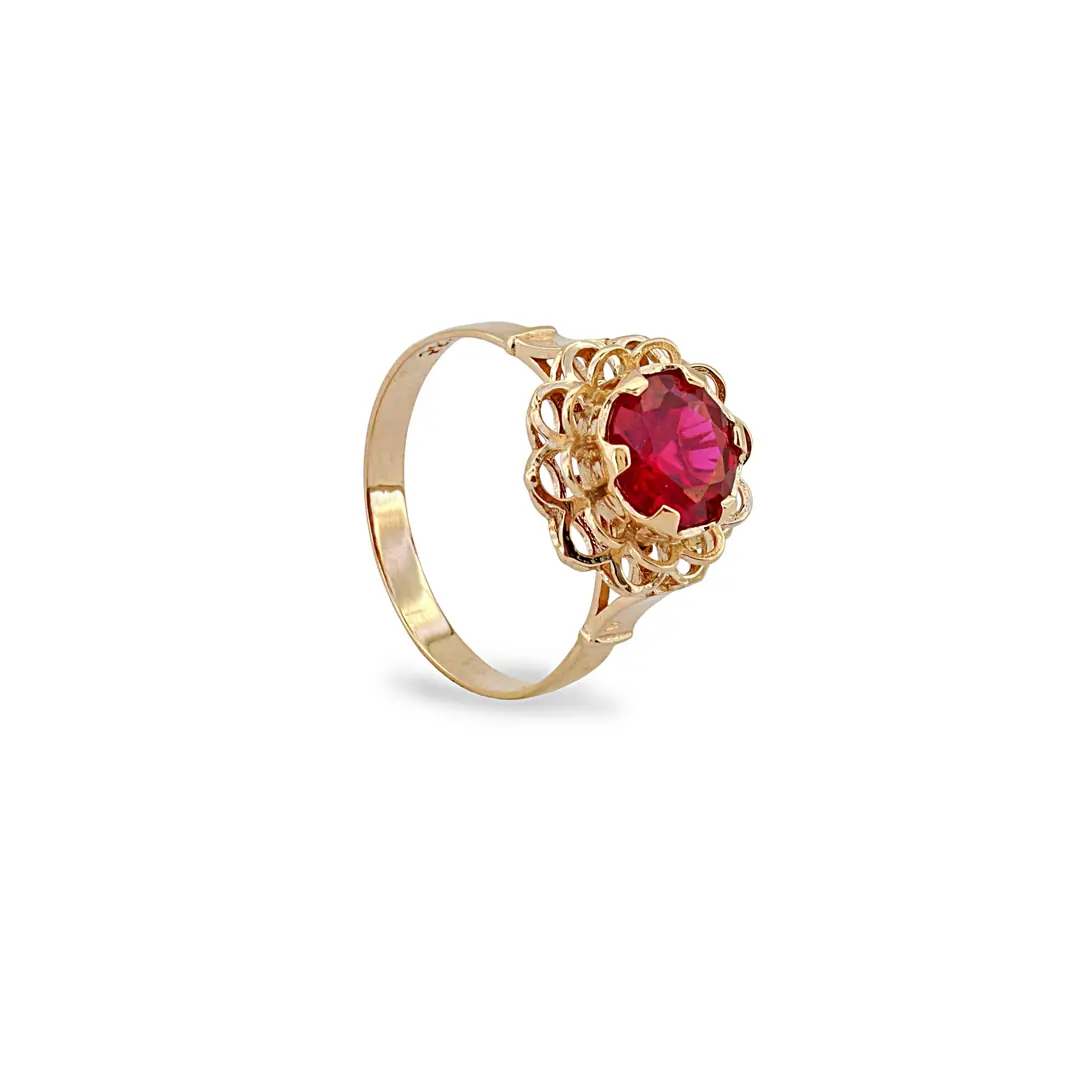 Red Stone Roz Gold Ring