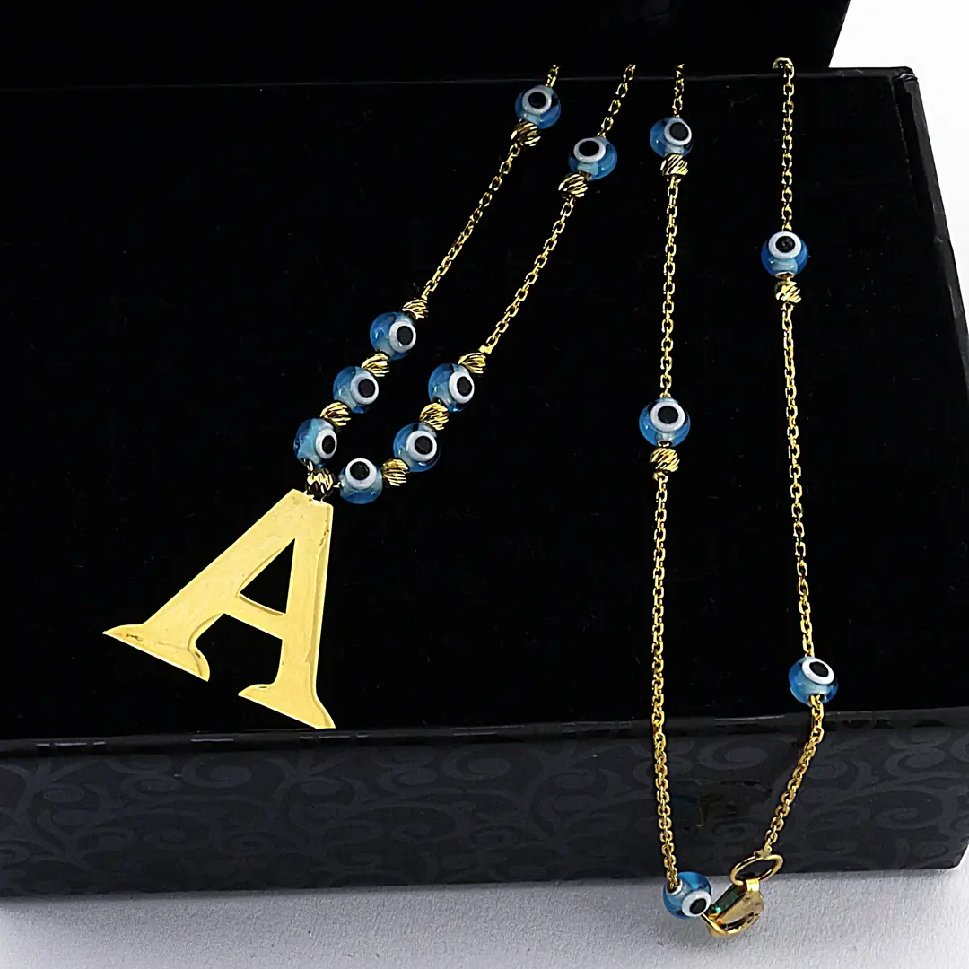 Initial Evil Eyelu Gold Necklace