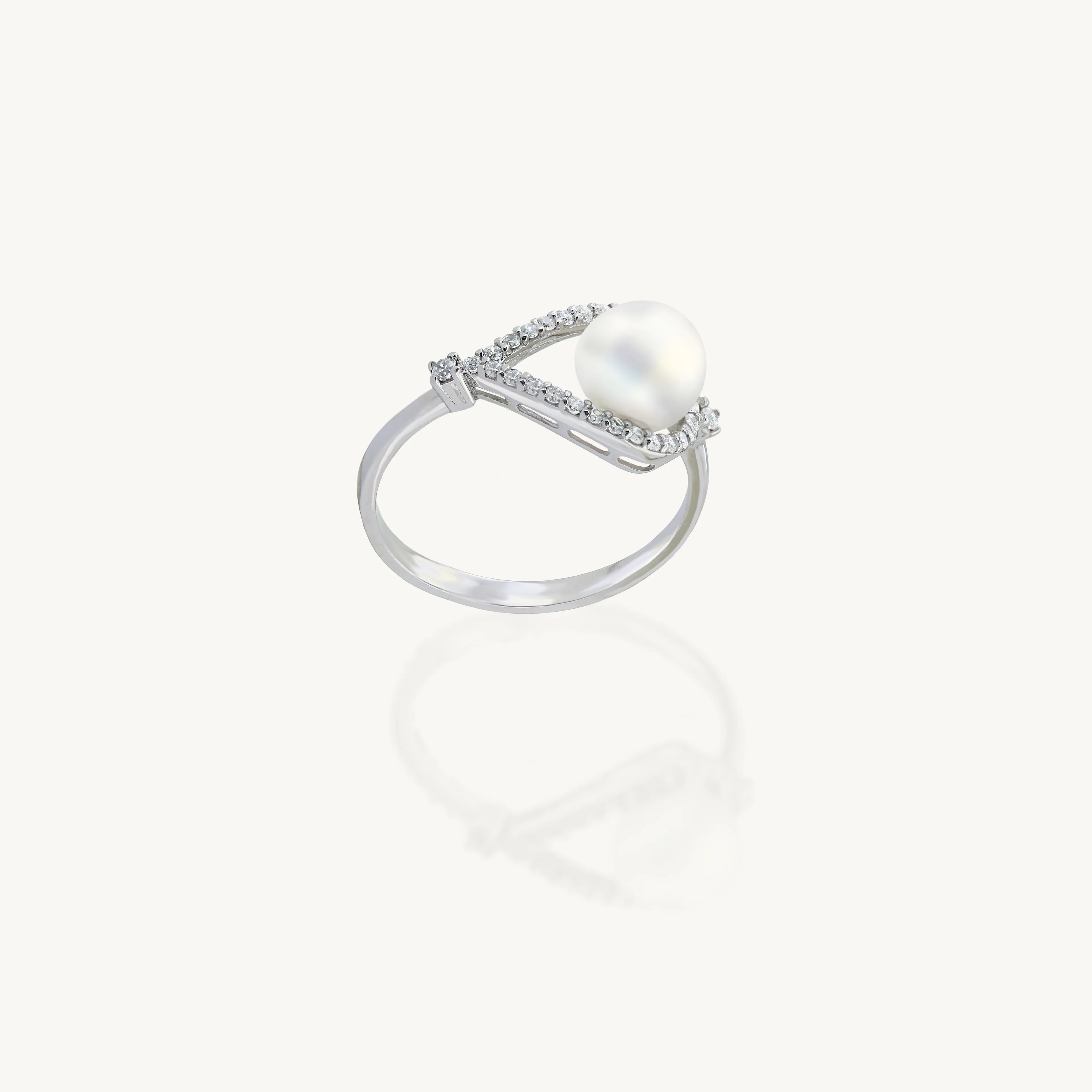 İnci Yüzük ( Beyaz Altın )