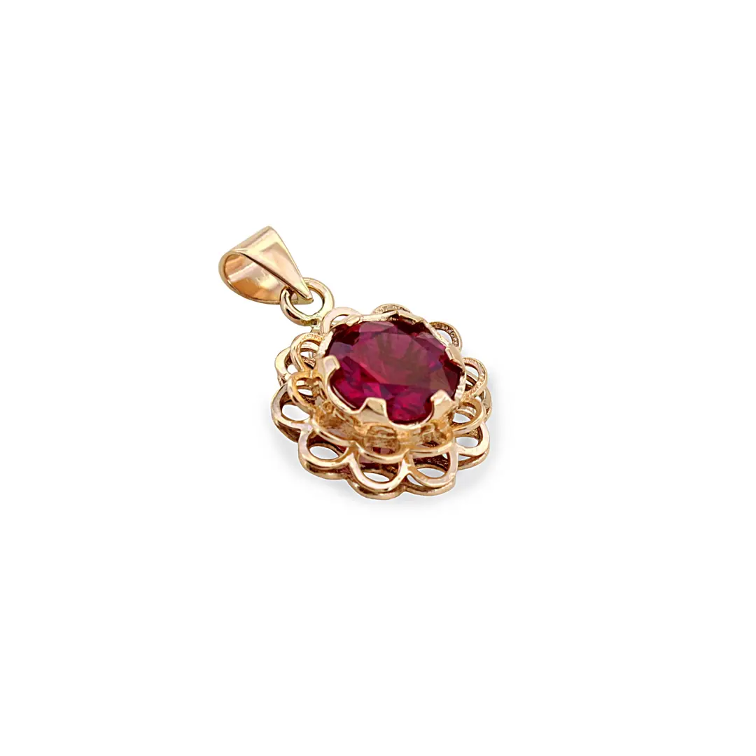 Red Stone-set Roz Gold Necklace Pendant