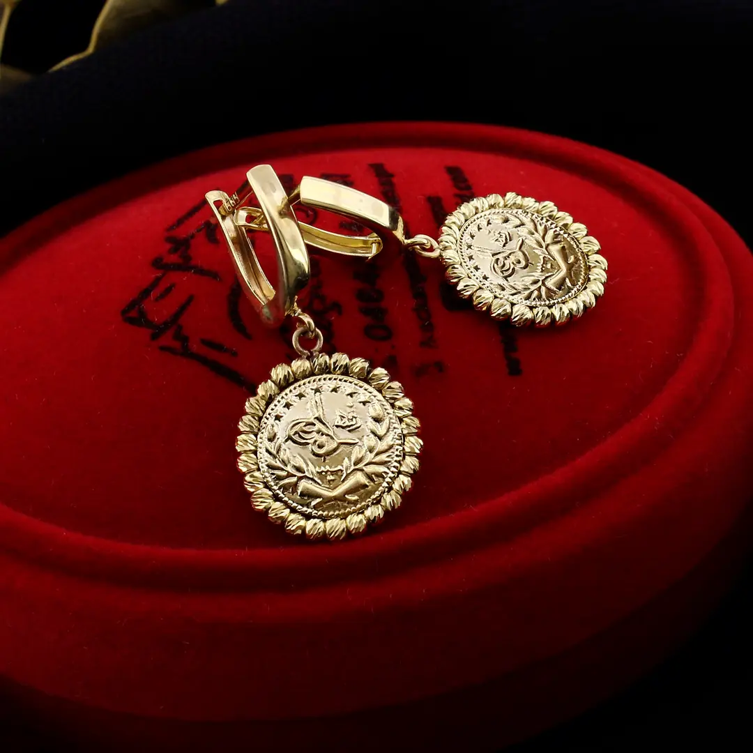 Reşat Baskı Lira Coin Earrings