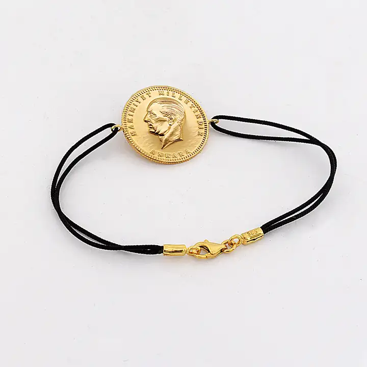 Ata Tam Liralı İp Kordonlu Bileklik