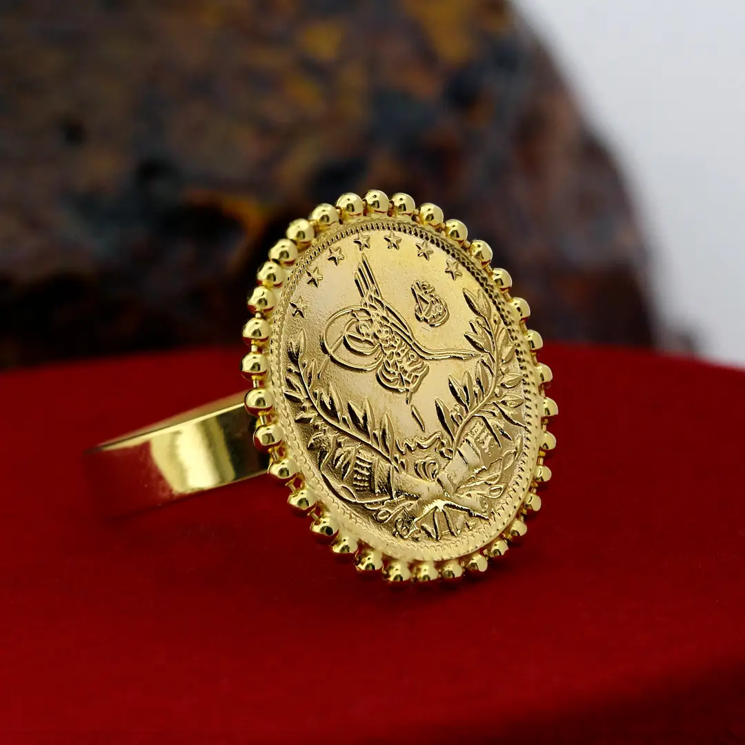 Reşat Half Lira Coin Framed Ring