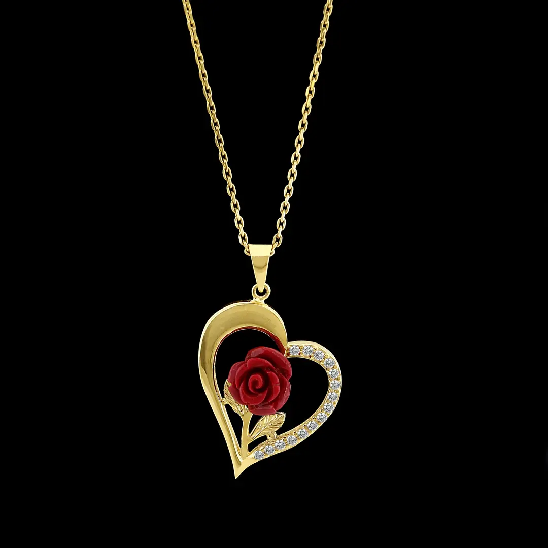 Red Rose Heart Necklace