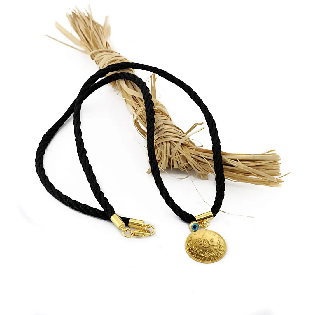 Reşat Half Lira Coin Evil Eyelu İpli Necklace
