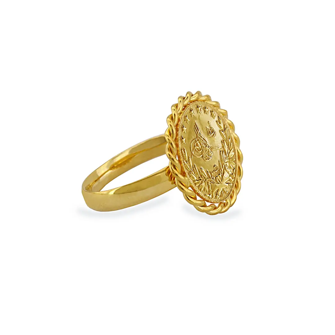 Reşat Half Lira Coin Twist Frame Ring