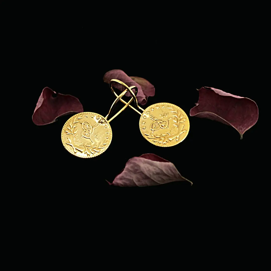 Reşat Baskı Lira Coin Gold Earrings