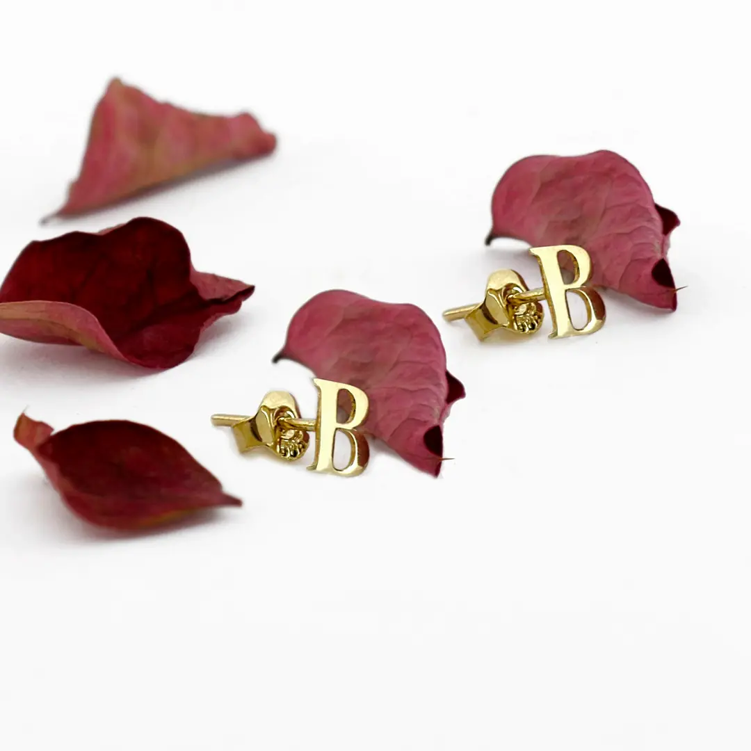 Initial Gold Earrings 14 K