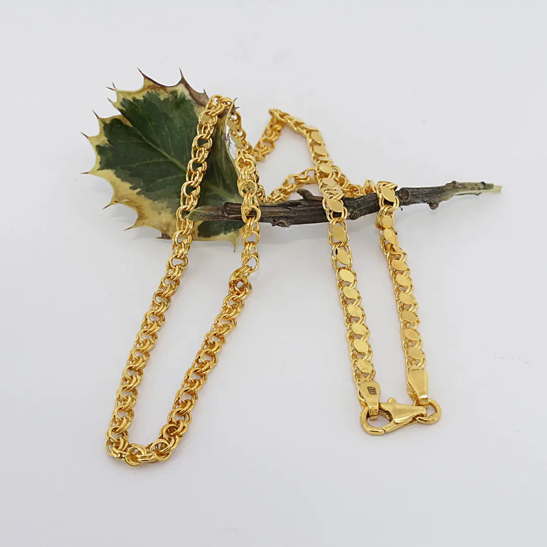 Pul Chain Gold Necklace Double Sided