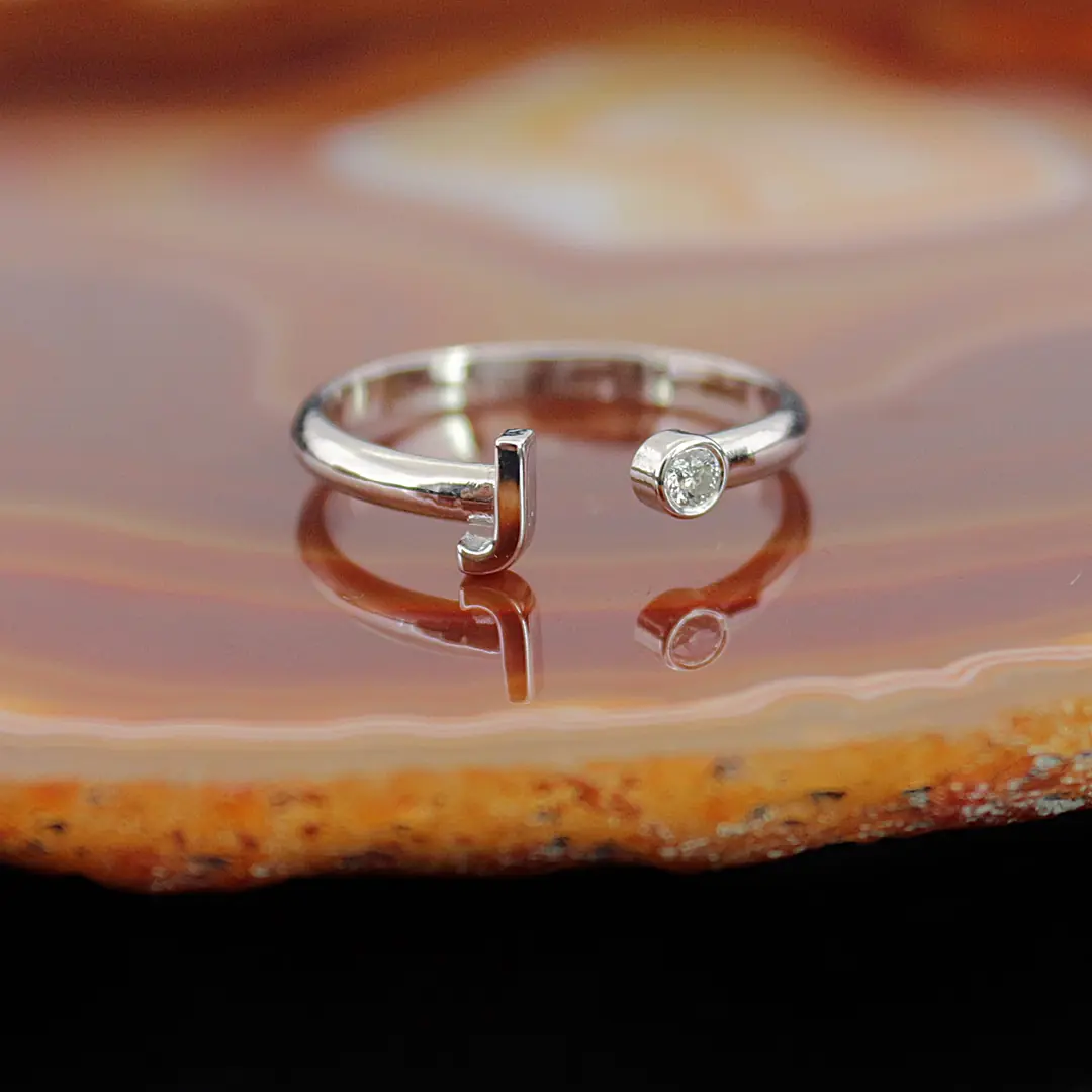 Diamond Ring Initial J