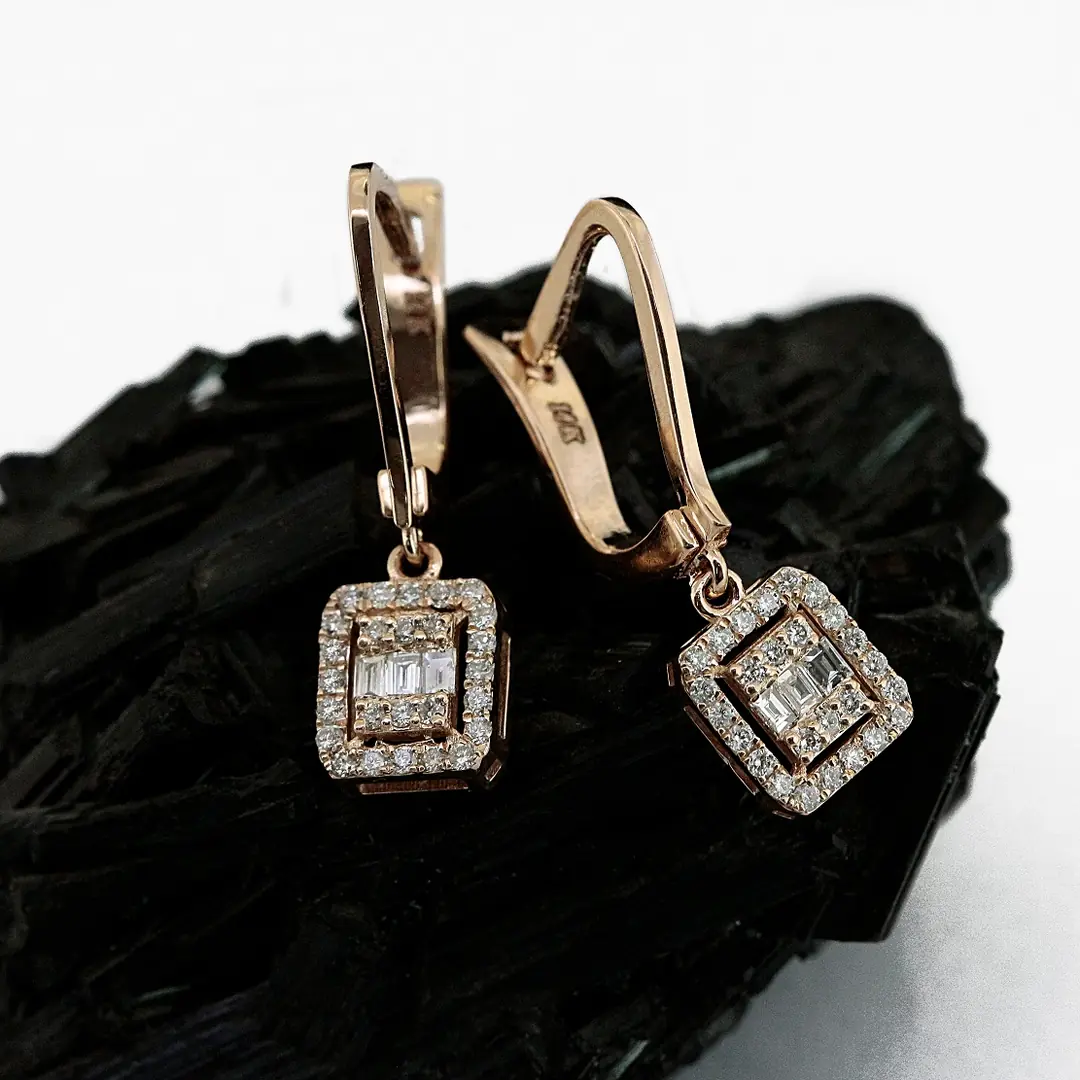 Diamond Baguette Earrings Roz Color