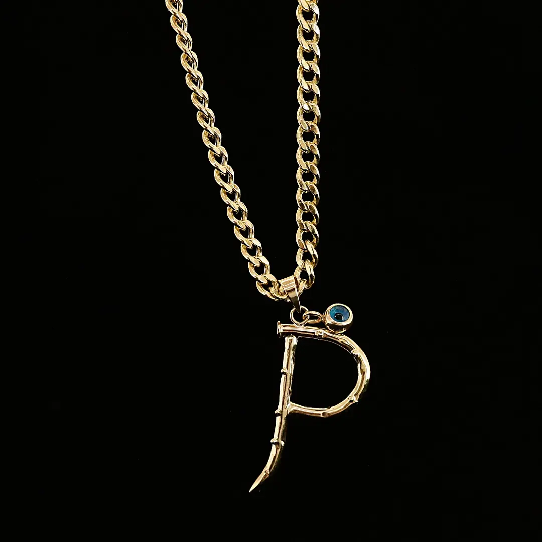 Initial Stud Necklace P Initial Chain