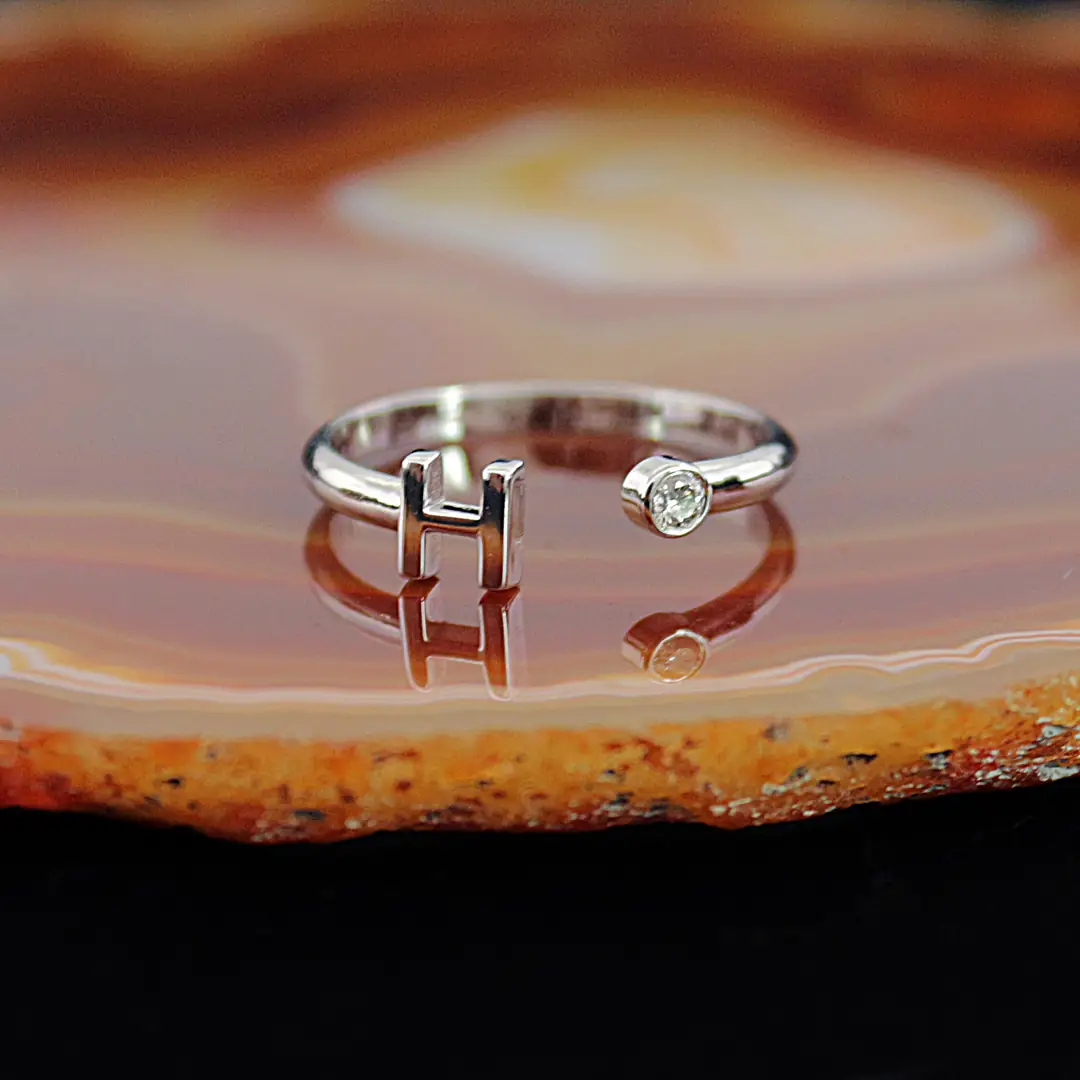 Diamond Solitaire Ring H Initial