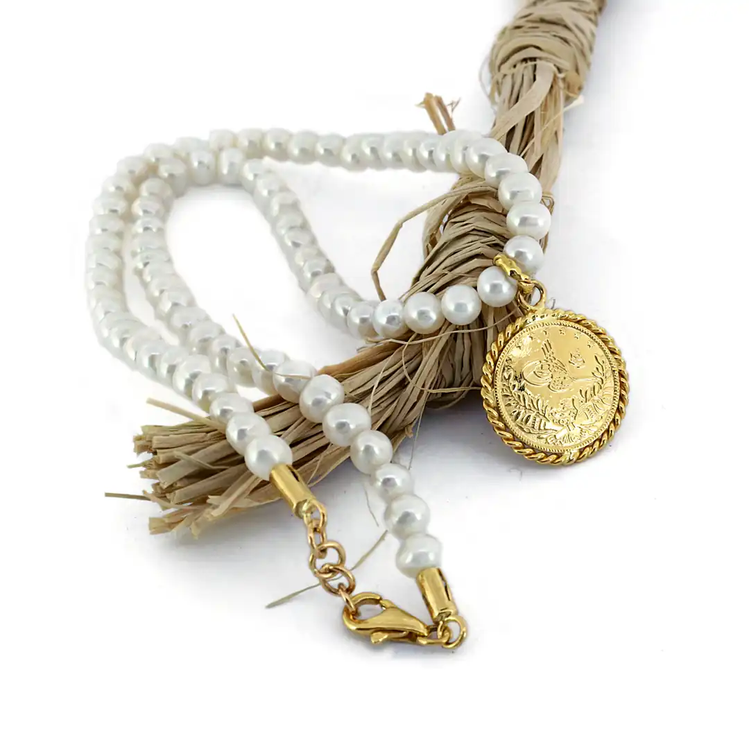 Reşat Half Lira Coin Pearl Necklace