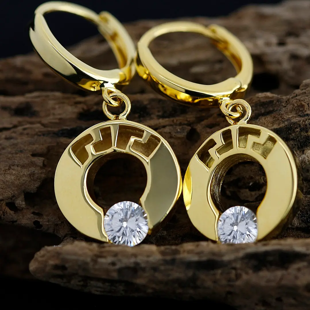Hoop Earrings White Stone-set Special Design