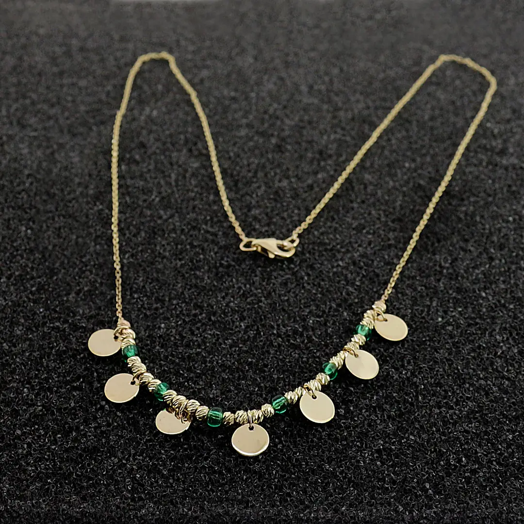 Sequinned Dorica Toplu Gold Necklace