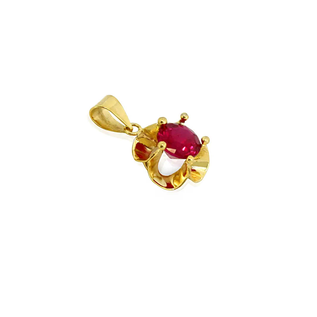 Red Stone Gold Necklace Pendant