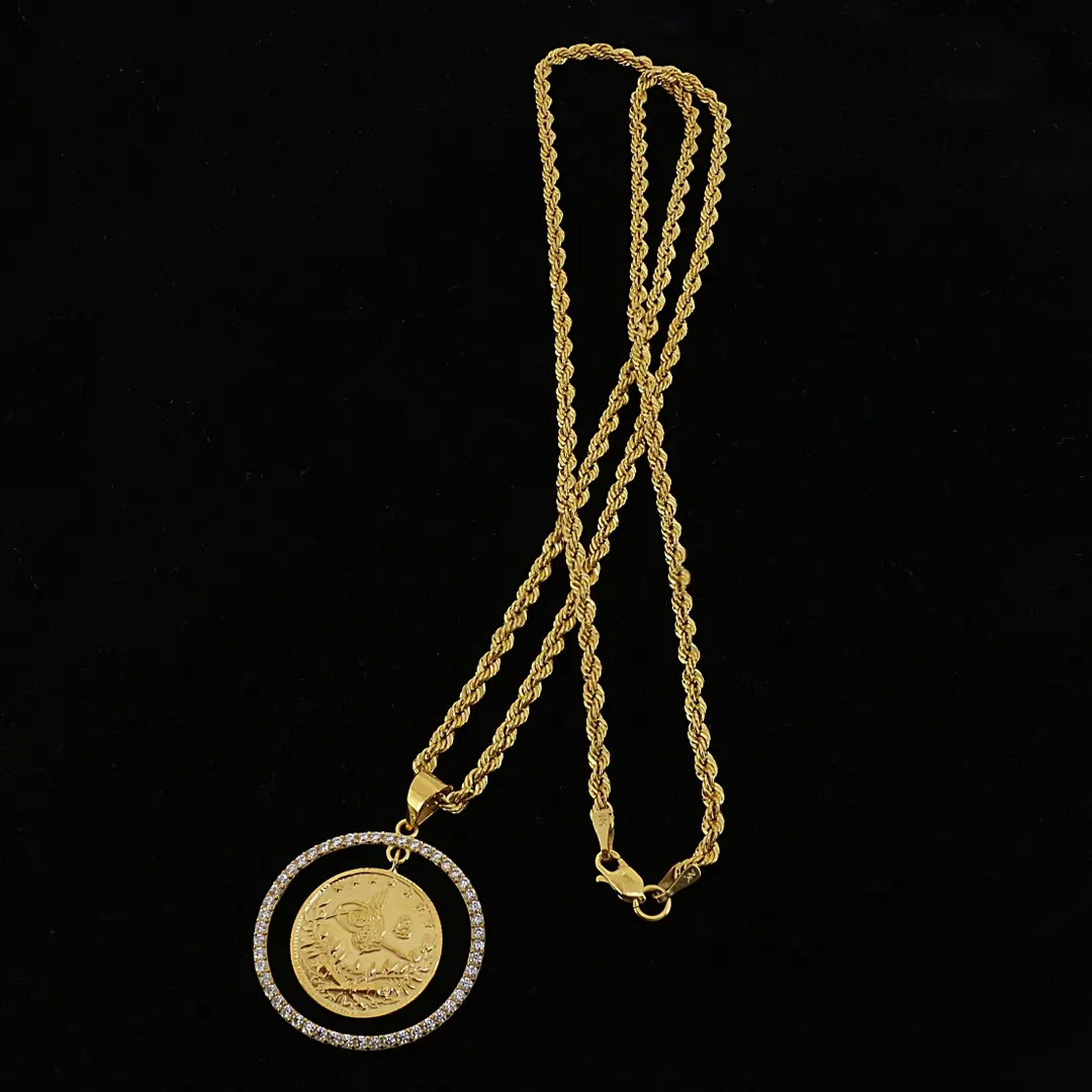 Reşat Half Lira Coin Framed Necklace