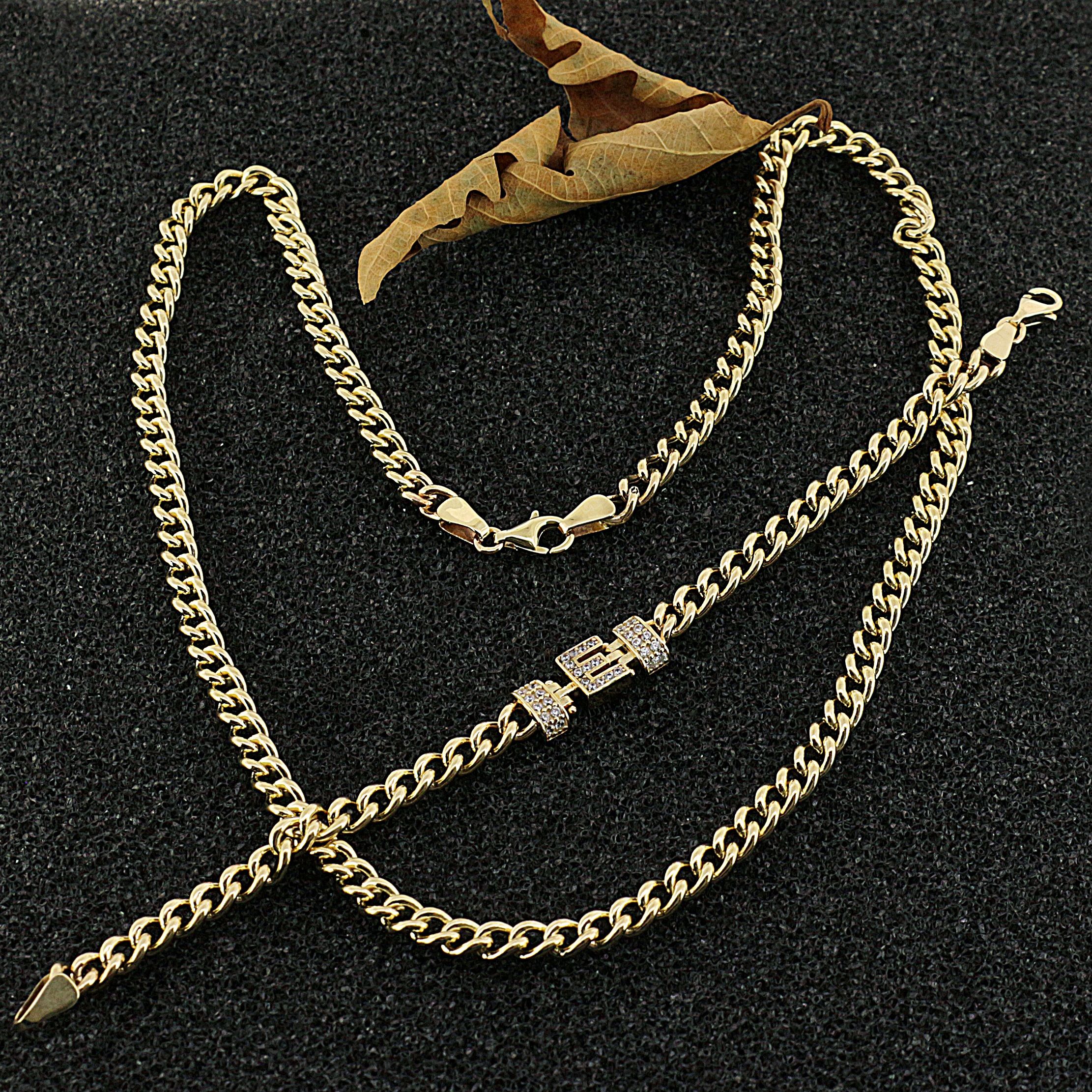 Gourmet Chain Necklace & Letter Bracelet Double Set