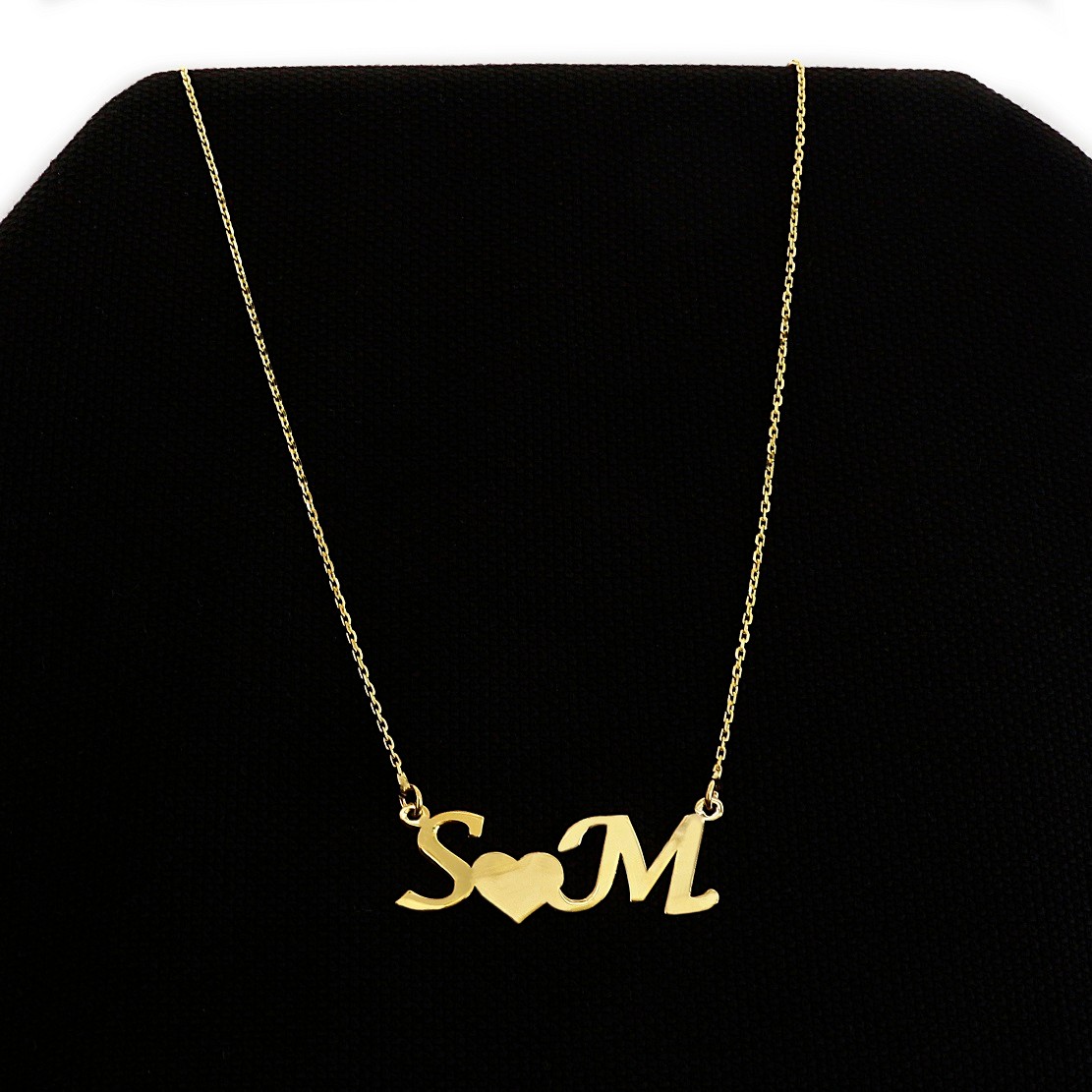 Gold Letter & Heart Necklace