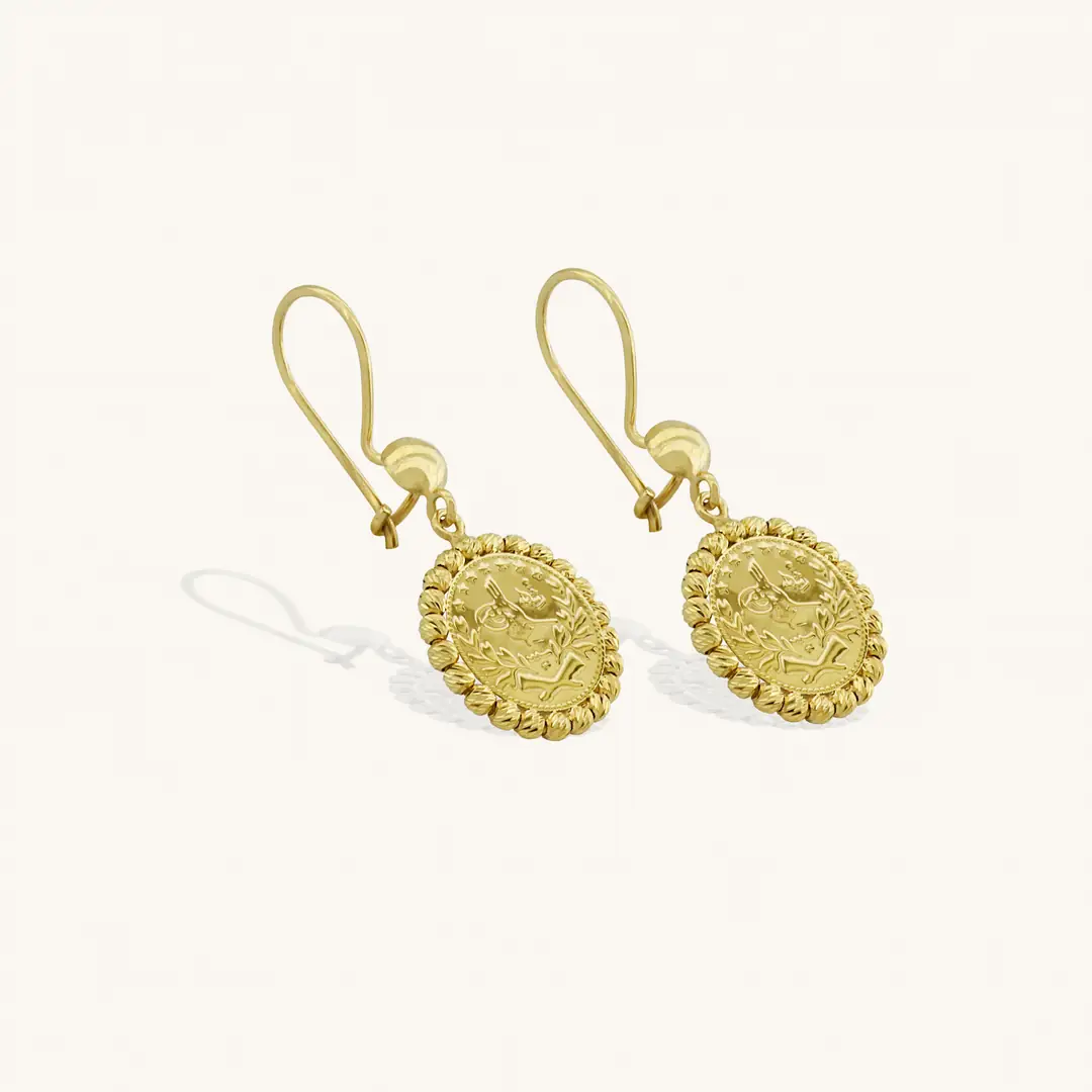 Reşat Baskı Lira Coin Gold Earrings
