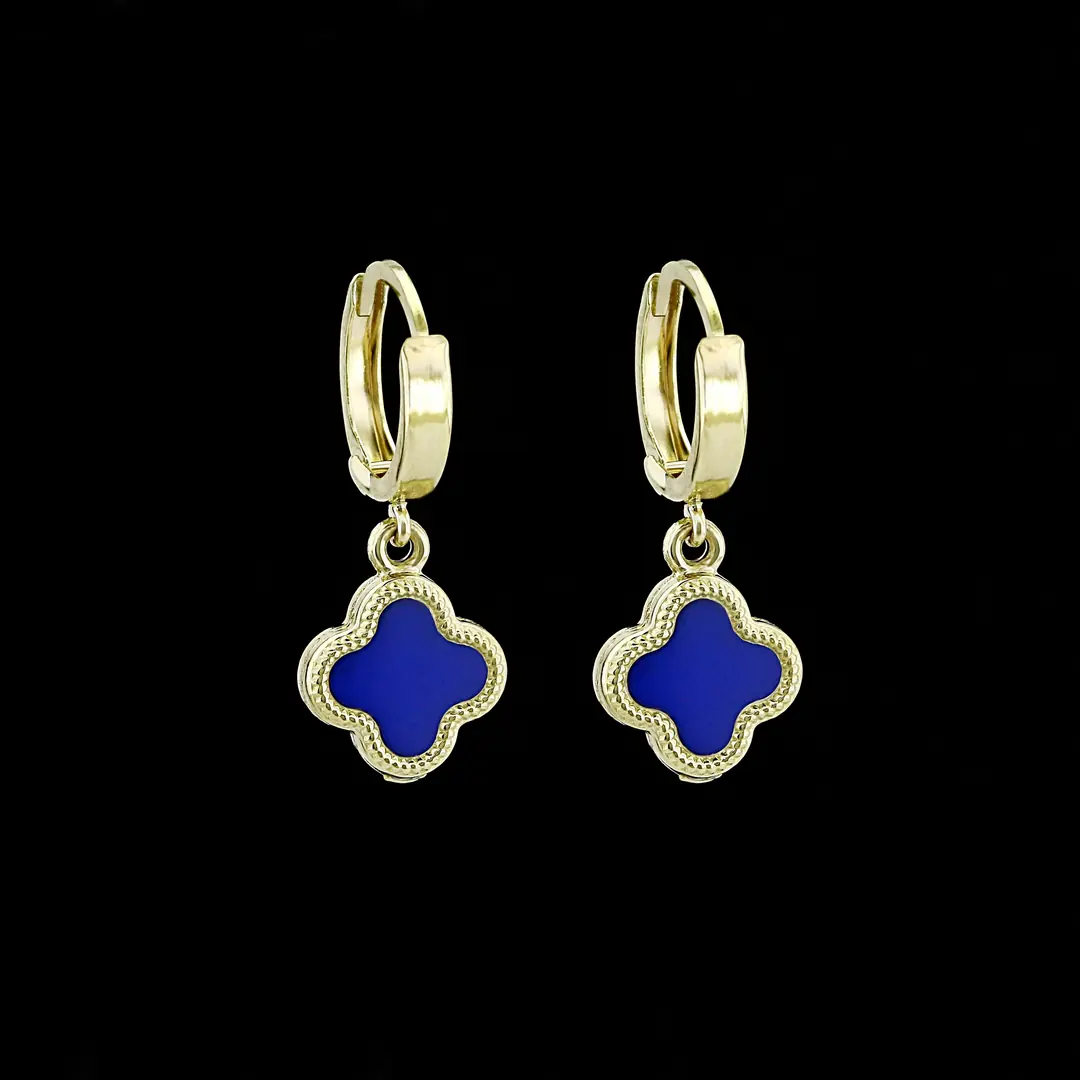 Blue Stone-set Hoop Earrings