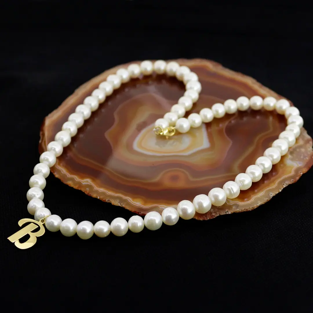 Initial Pearl Necklace 14 K Gold