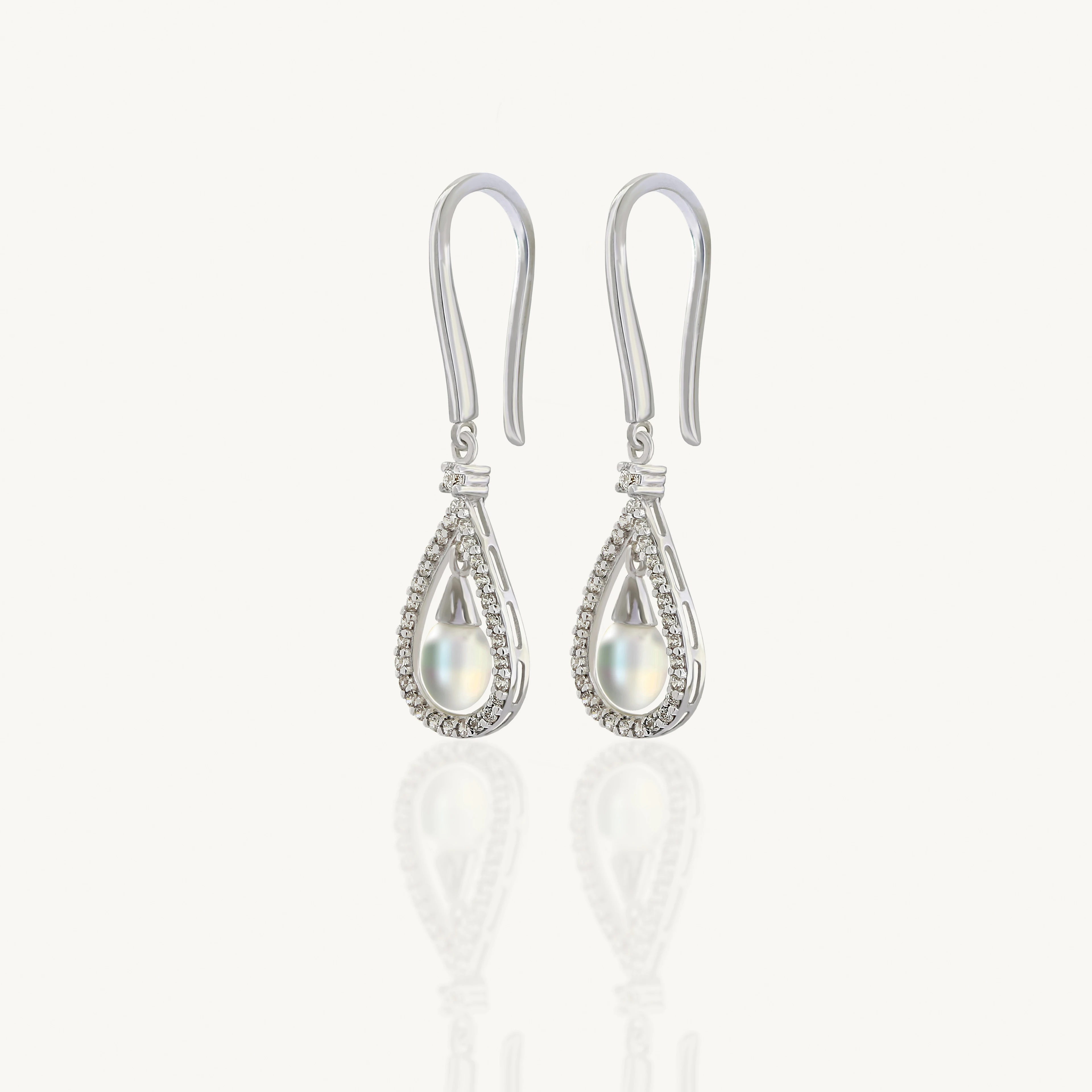 İnci Küpe (Beyaz Altın)