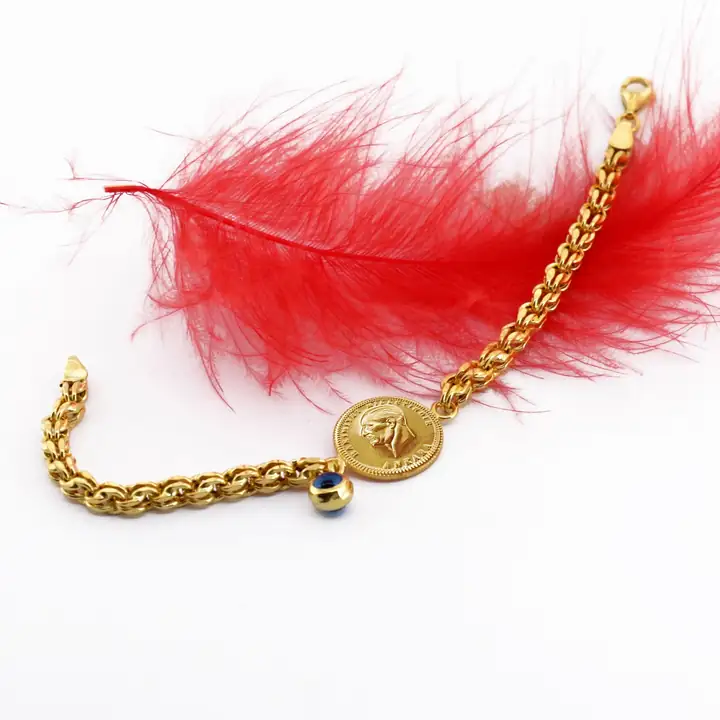 Ata Çeyrek Liralı Nazar Boncuklu Bileklik