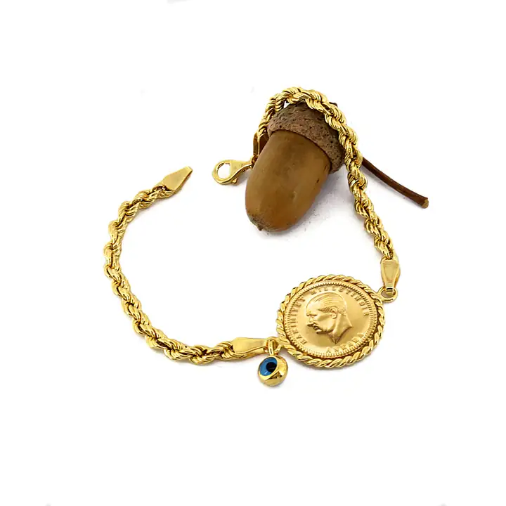 Ata Yarım Liralı & Nazar Boncuklu Bileklik