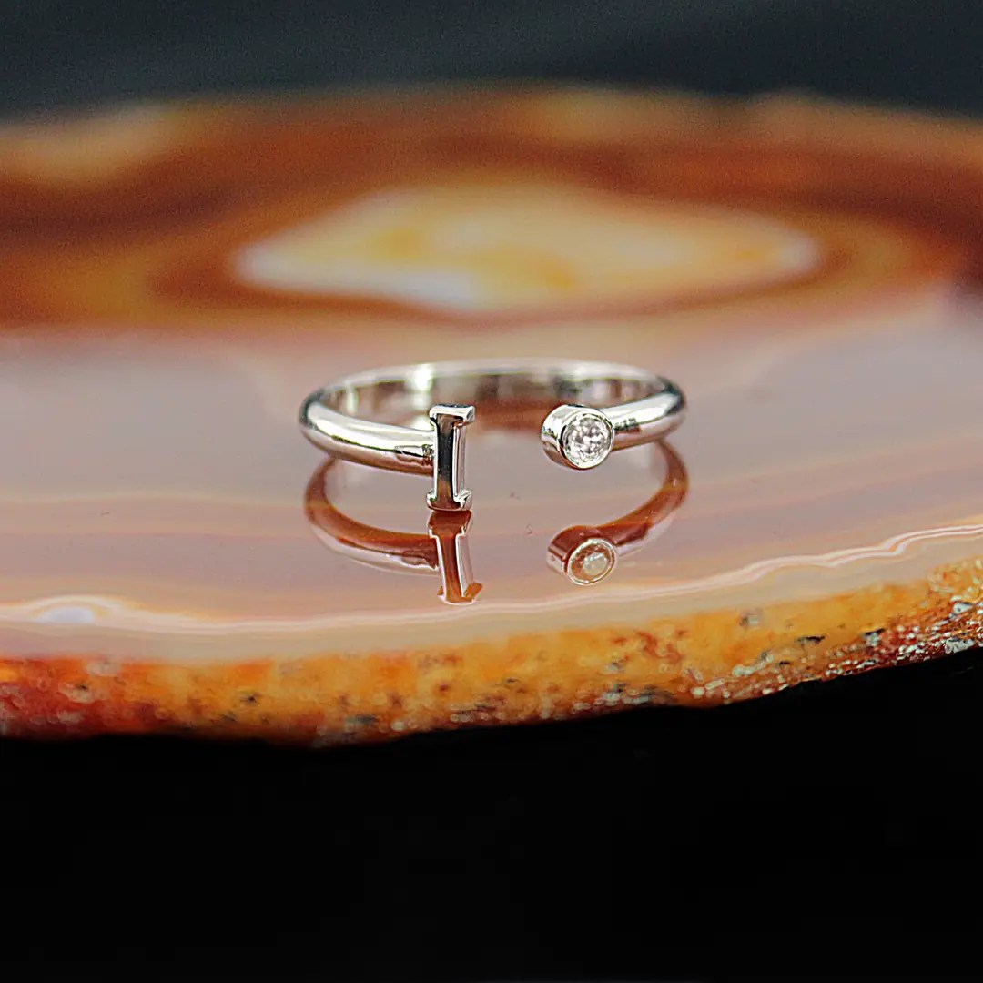 Diamond Solitaire Ring I Initial