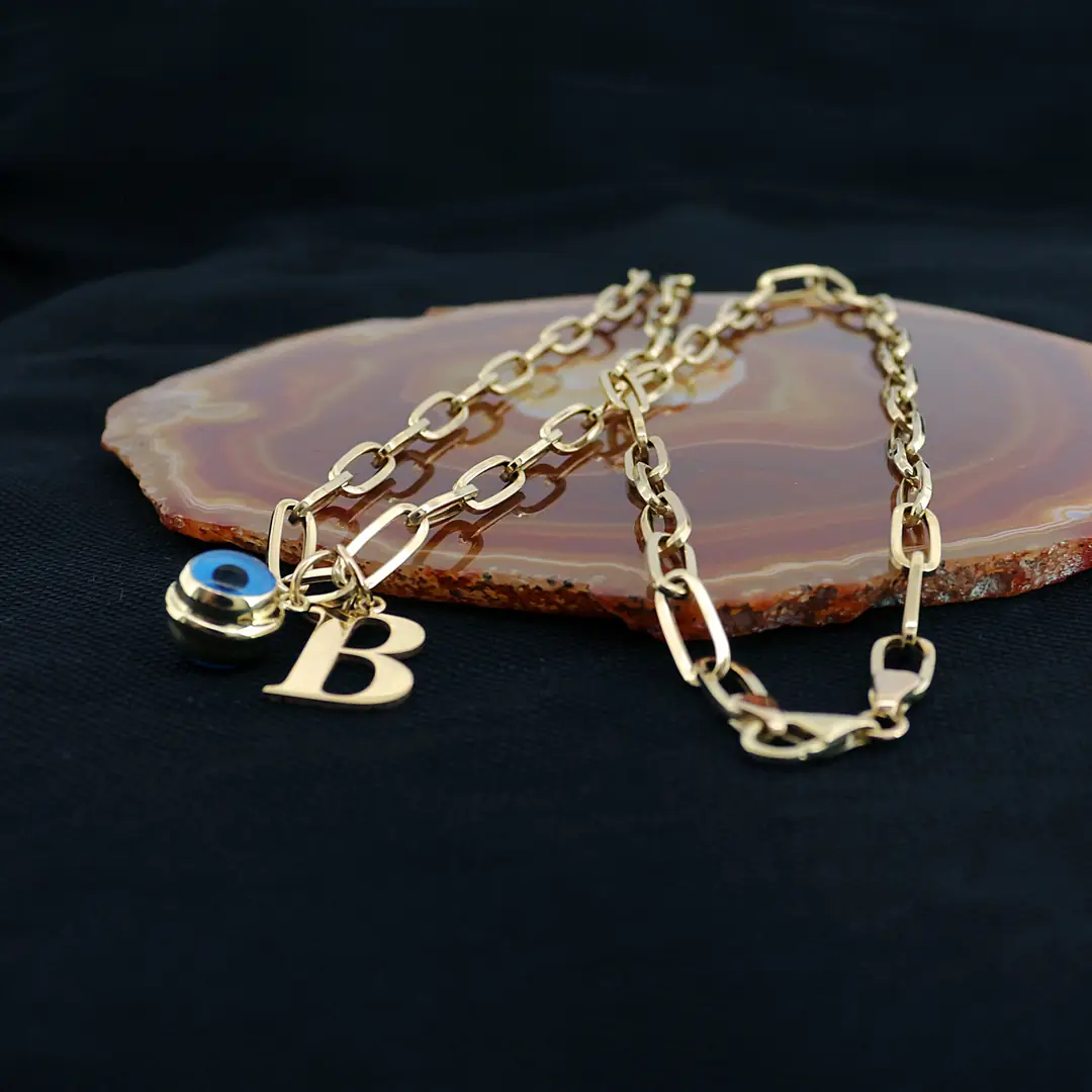 Initial Evil Eyelu Gold Necklace