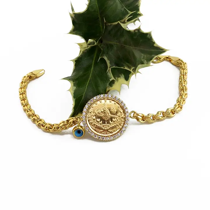 Reşat Yarım Liralı Çerçeve & Nazar Boncuklu Bileklik