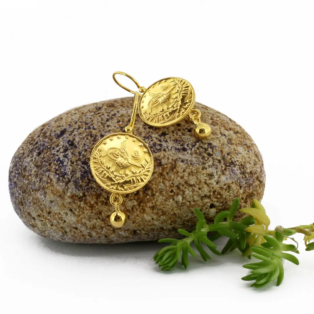 Reşat Half Lira Coin 22 K Gold Earrings