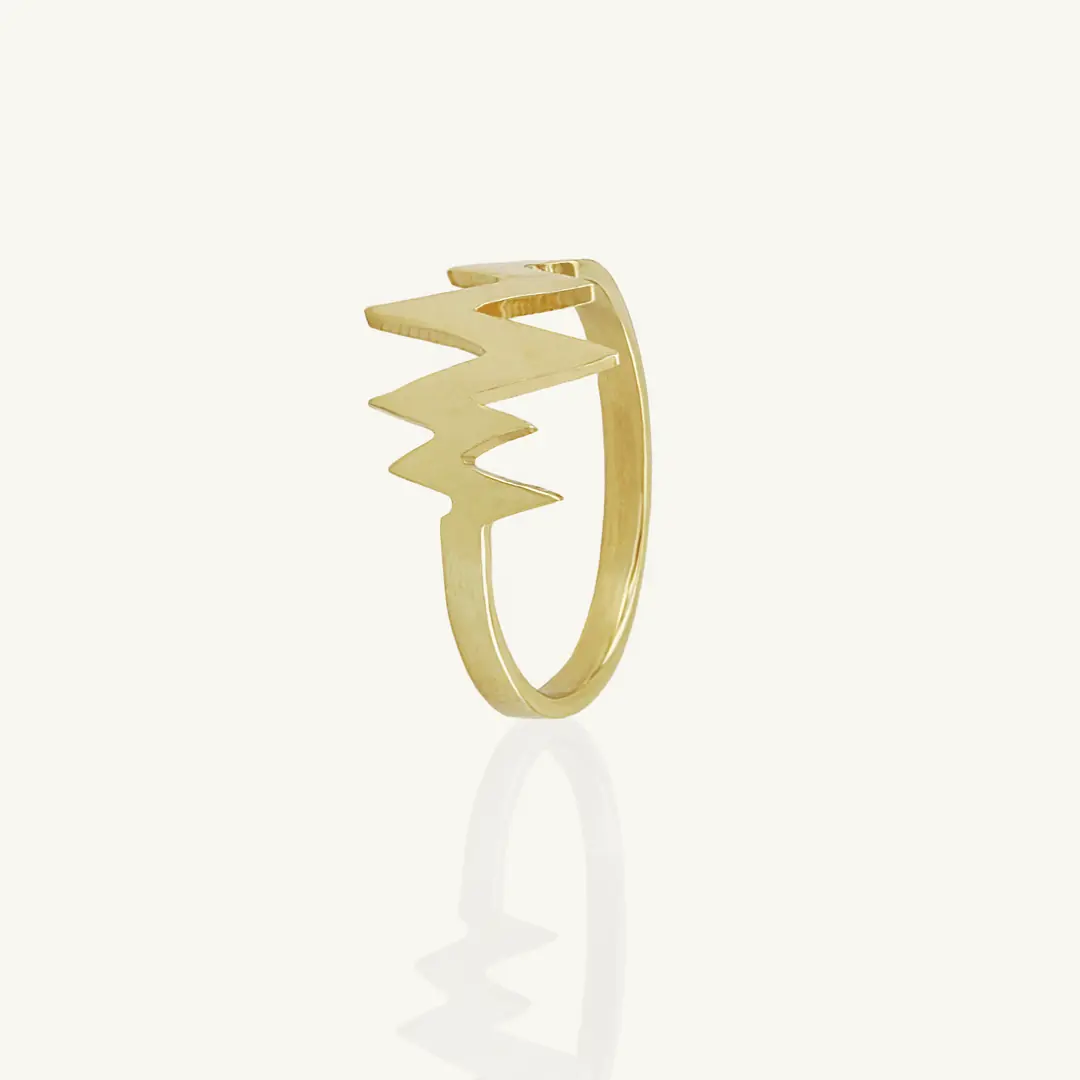 Heart Grafikli Gold Ring