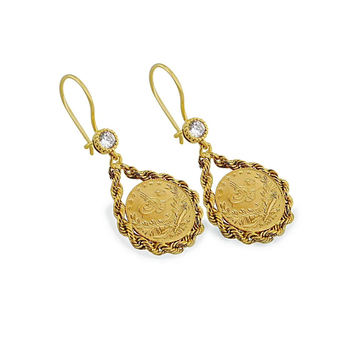 Reşat Quarter Lira Coin Twist Framed Earrings