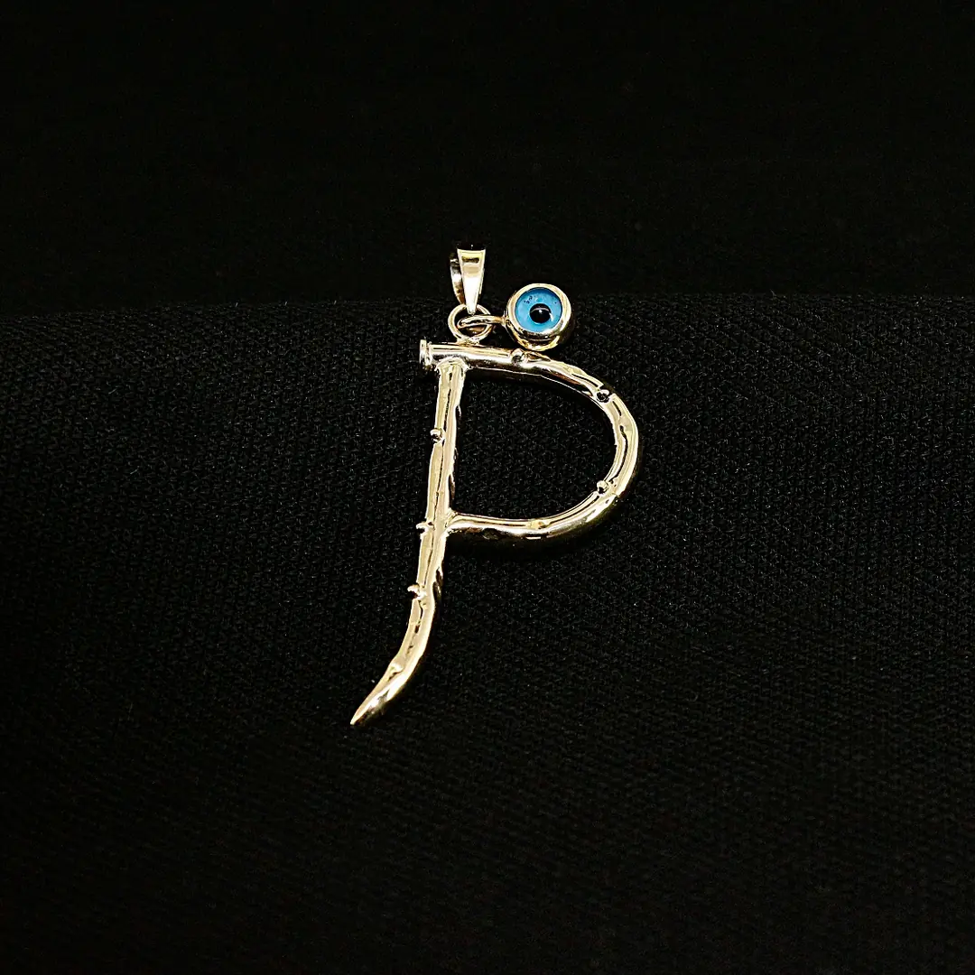 Initial Stud Necklace Pendant P Letter