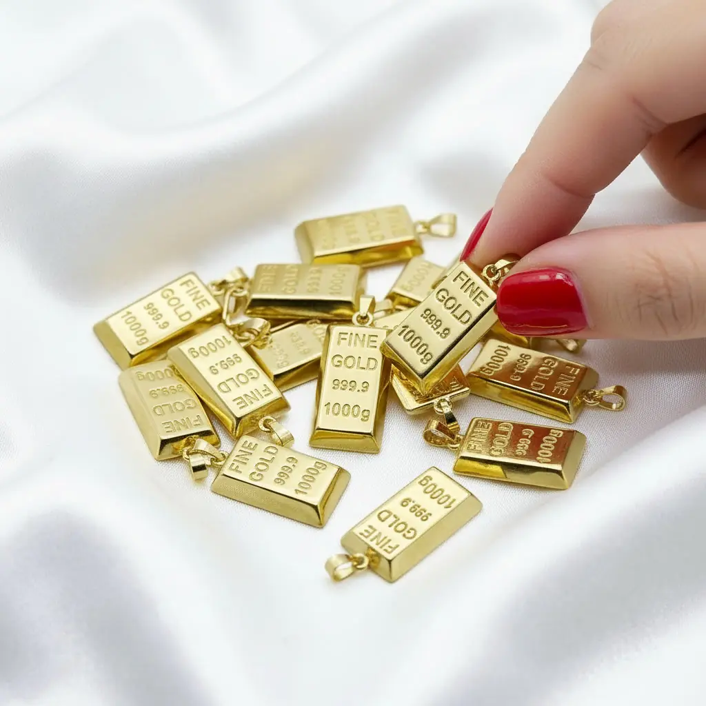 Külçe g Gold Necklace Pendant Orta Size