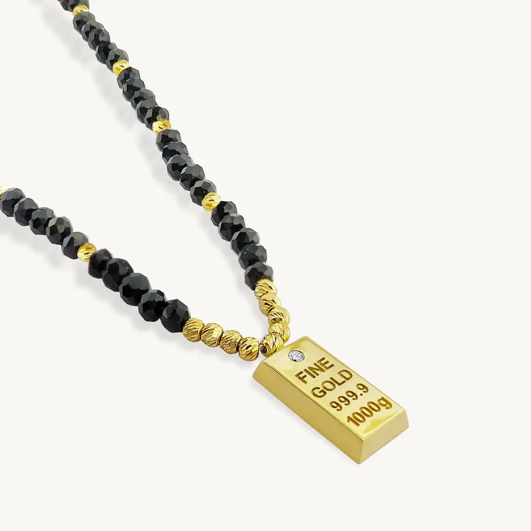 Külçe g Necklace Black Kesme Bead