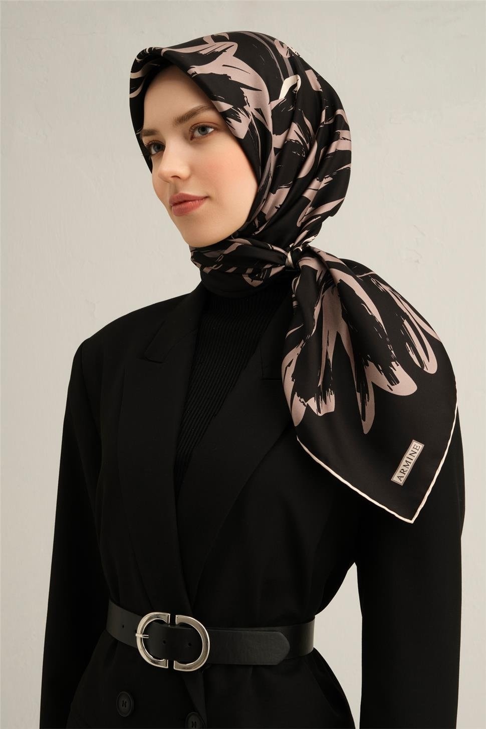 Armine Çiçek Desenli Saf İpek Sura Eşarp 9322D 13