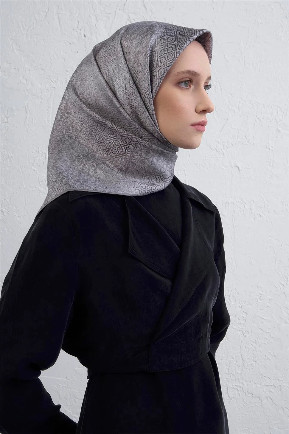 Klasik Desen Twill İpek Eşarp -2025/2026 -94372D