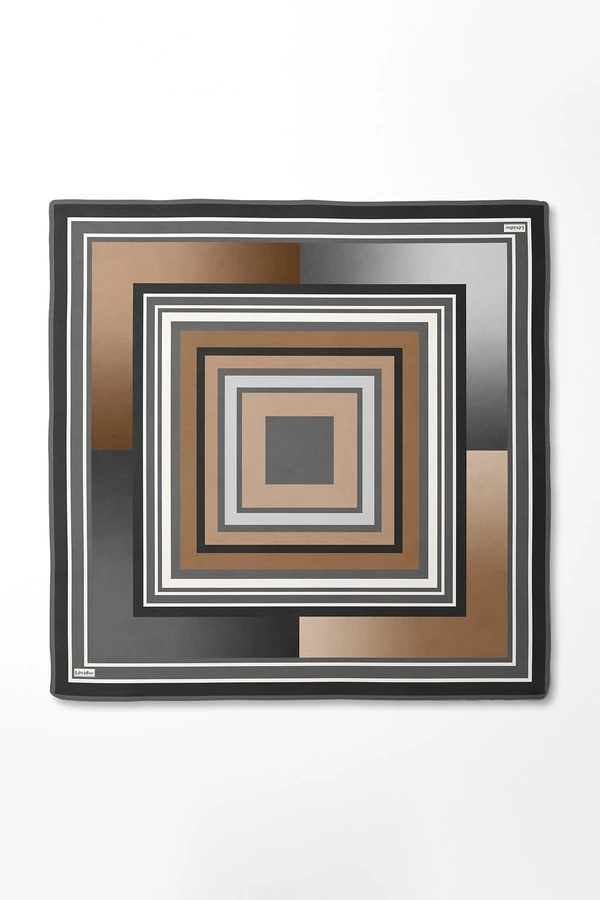 Levidor Kare Desenli Twill İpek Eşarp-0920