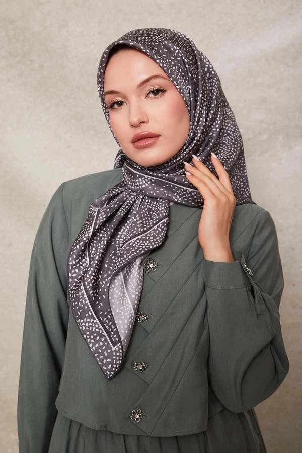 Levidor Noktalı Daireler Baskı Twill İpek Eşarp-0933