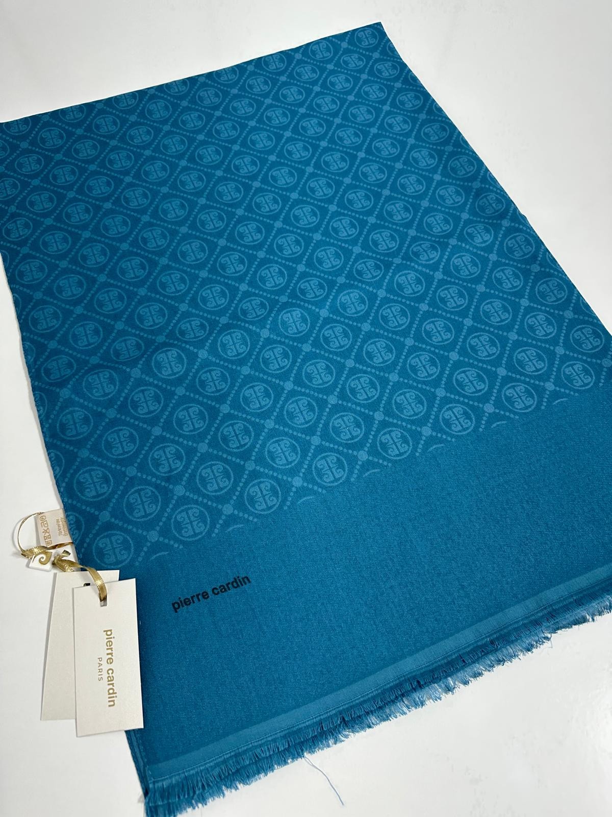 Pierre Cardin Elegans Monogram Şal-75 X 190-090700-923 Petrol Mavi