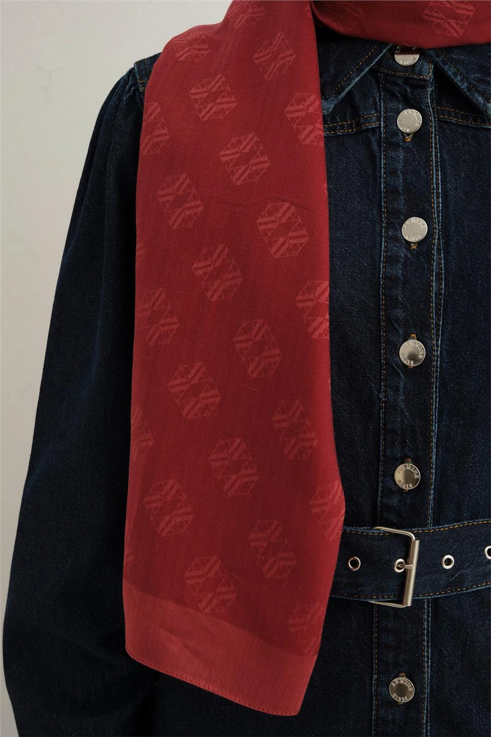 Armine Tensel İpek Minimal Monogram Desen Şal 1