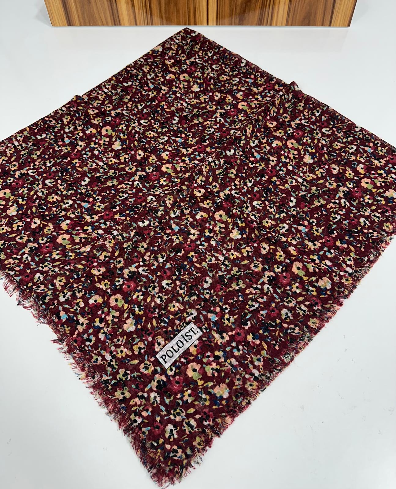 Miray Desenli Flamalı Keten Eşarp- 05652